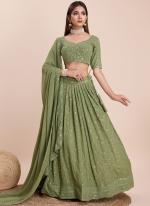 Faux Georgette Green Wedding Wear Embroidery Work Lehenga Choli